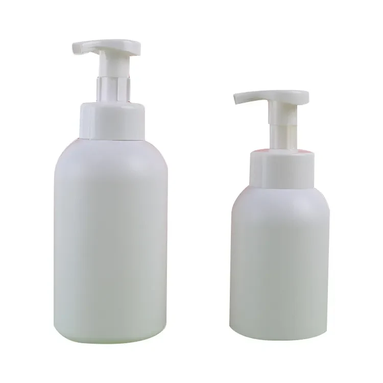 Custom Large Round 300ml 500ml 16oz Plastic PE White Foaming Foam Soap Body Wash Pump Bottle Container