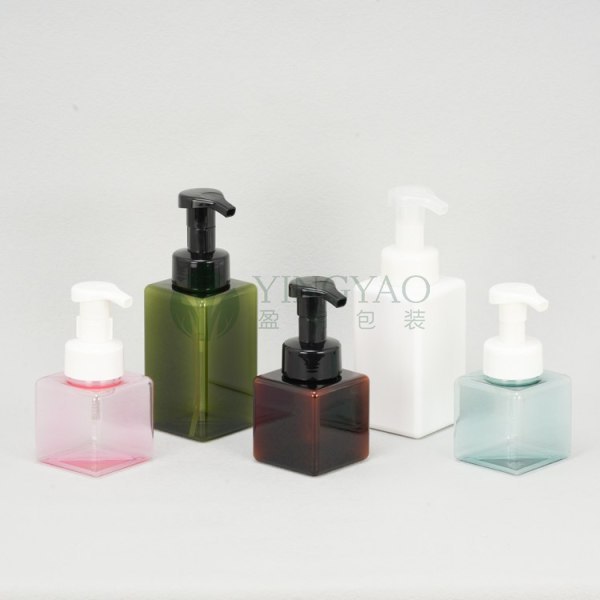 Custom PET Plastic Container 250ml 450ml 650ml 8 oz White Clear Amber Brown Square Dispensers Foam Soap Pump Bottle For Cleanser