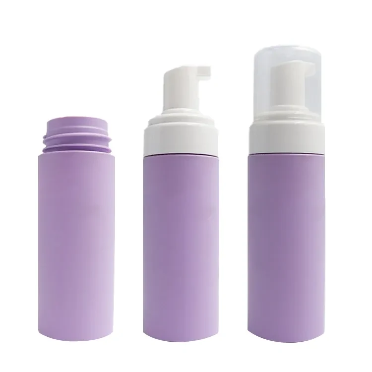 Custom 100ml 150ml 180ml 200ml Plastic Container Skincare Cosmetic Purple Foam Pump Bottle
