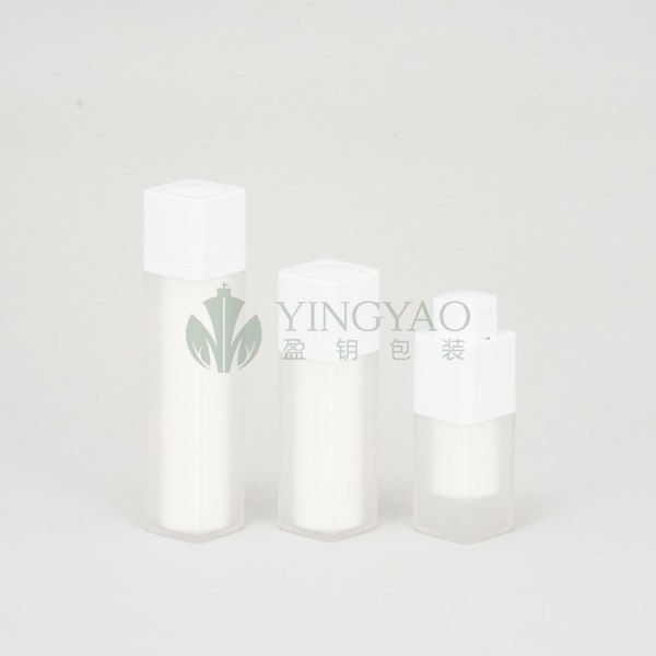 Custom Luxury Cosmetic Airless Pump Rotate Twisted Up Square Round Bottles Container Refillable 15ml 30ml 50ml Brown White