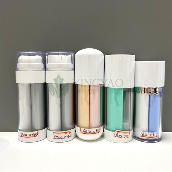 Custom 15ml 15 ml Acrylic PP Dual Chamber Pump Lotion Double Tube Dispensing Cosmetic Airless Bottle For Skincare Packaging