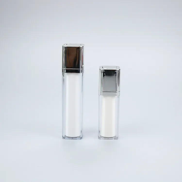 Custom Gold Silver Clear Luxury Airless Pump Transparent Bottles For Skincare Lotion Packaging 15ml 30ml 50ml 100ml