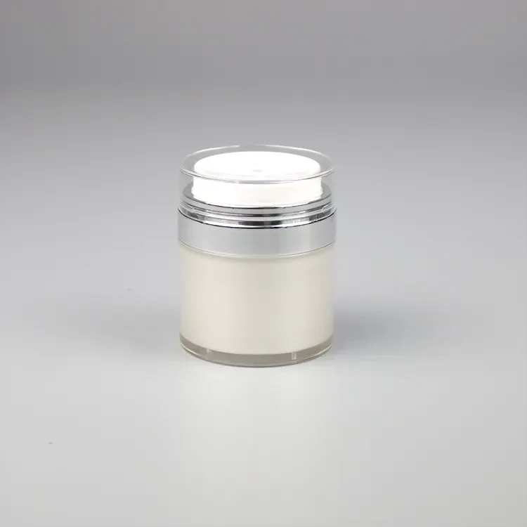 Custom 15ml 30ml 50ml 15g 30g 50g 1 oz 15 30 50 ml Empty Press Push Airless Cream Jar With Pump For Cosmetic Packaging Container