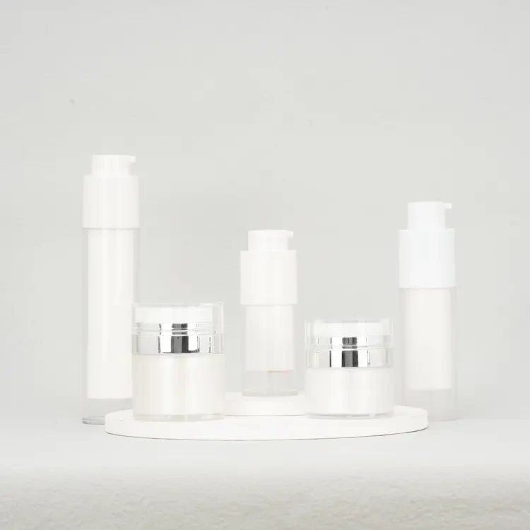 Custom 15ml 30ml 50ml Luxury Cosmetic Container Vacuum Airless Pump Bottle and Cream Jar For Set