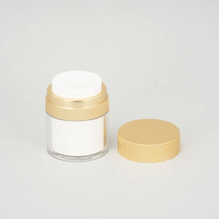Custom 30ml 50ml Luxury Vacuum Airless Moisturizer Pump Jar With Gold Lid