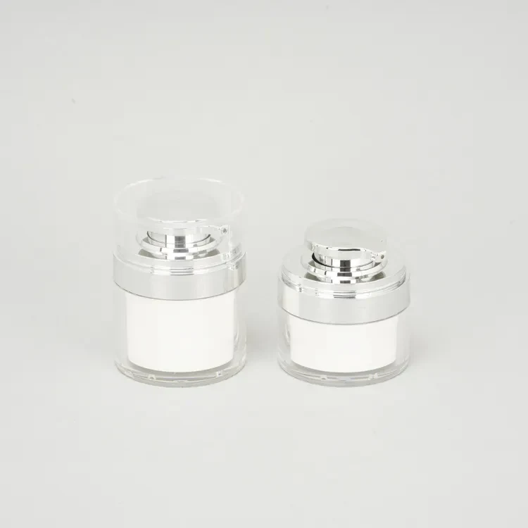 Custom 15ml 30ml 50ml 15g 30g 50g Small Cosmetic Airless Flat Pump Lotion Jar For Skincare Cream