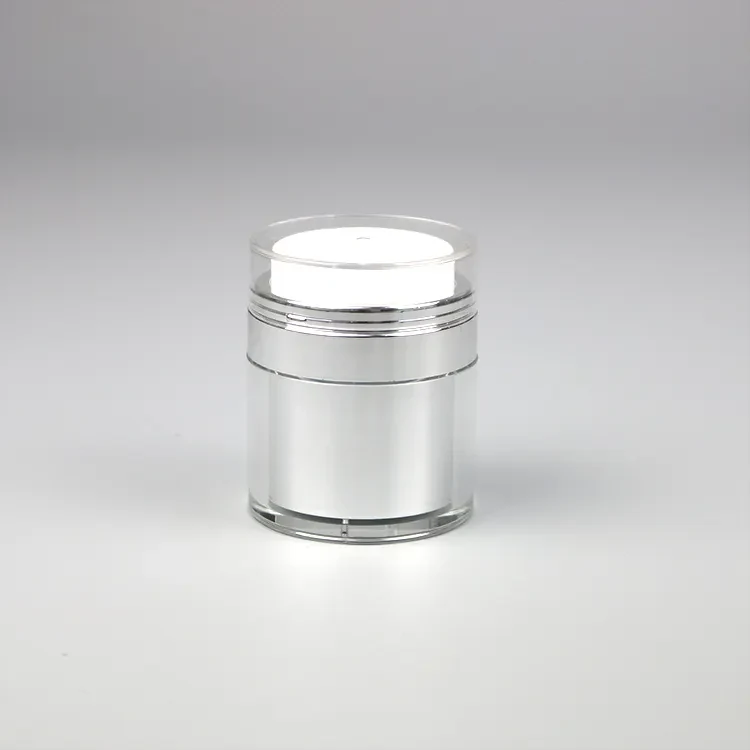 Custom Empty Plastic Silver Cosmetic Container Airless Jar With Pump