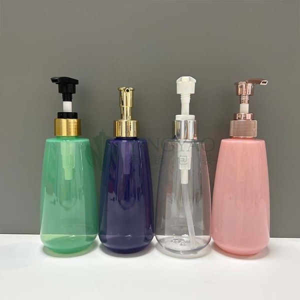 Custom 240ml Plastic PET Cosmetic Container Packaging Luxury Pink Lotion Pump Bottle