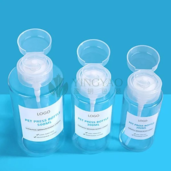 Custom 100ml 120ml 150ml 200ml 300ml 500ml Plastic PET Cosmetic Eye Nail Polish Press Pump Makeup Remover Bottle For Cleansing