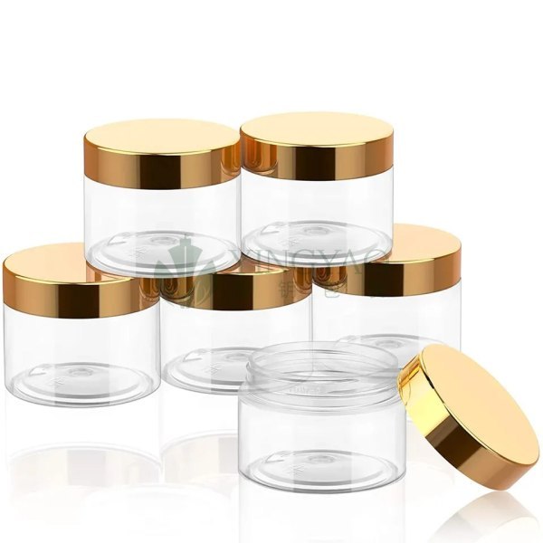 Custom 2 10 oz 8oz 10oz 300 ml Clear PET Plastic Jar With Rose Gold Lids Tops