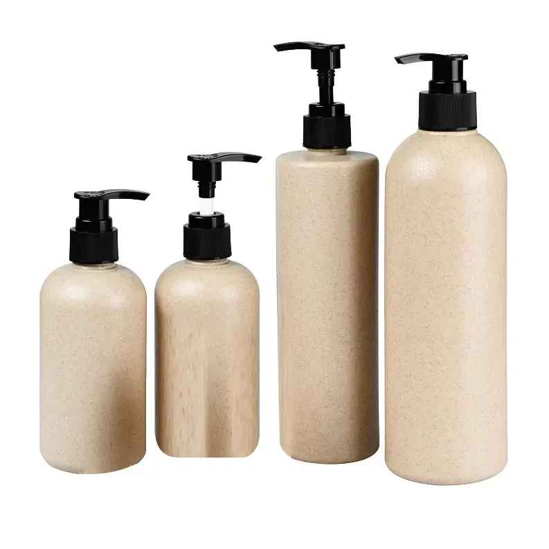 Custom Plastic Bio Degradable Soft Wheat Straw Biodegradable Eco-friendly Lotion Shampoo Bottles With Pump
