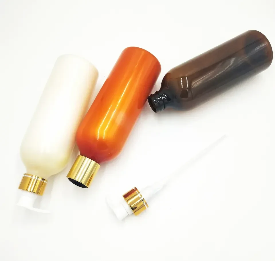 Custom 500ml 750ml Round PET Empty Plastic Pump Press Bottle for Body Wash Lotion Shower Gel Shampoo Packaging