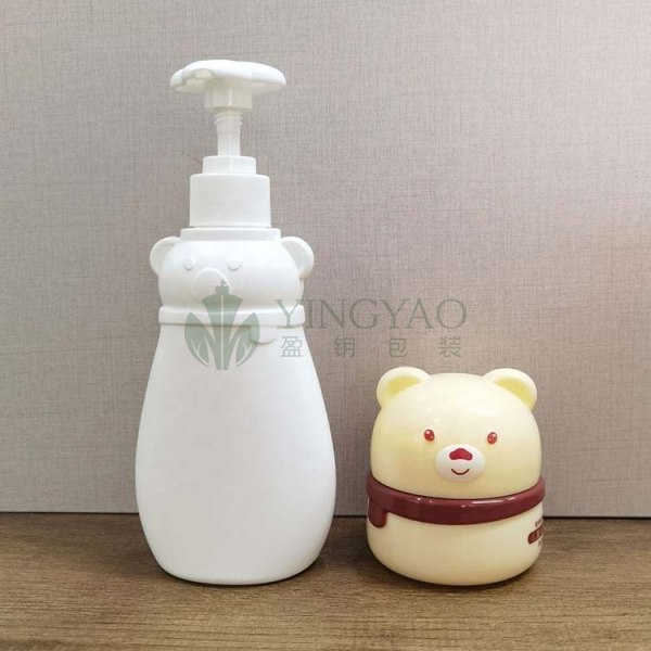 Custom 100ml 200ml 300ml 500ml Empty PE Baby Body Wash Care Collection Lotion and Shower Gel Shampoo Bottle Set With Pump